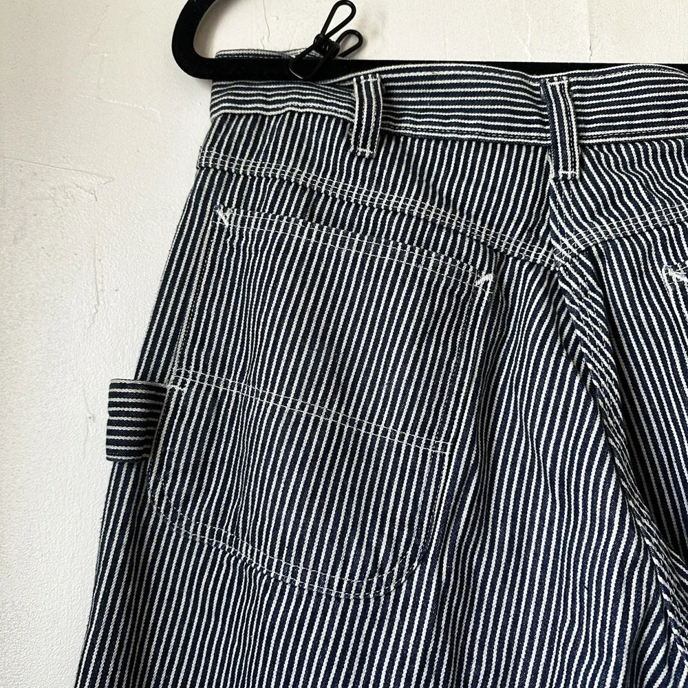 Pointer Brand USA Hickory Striped Denim Carpenter Pant Railroad Blue Sz 32 x 32